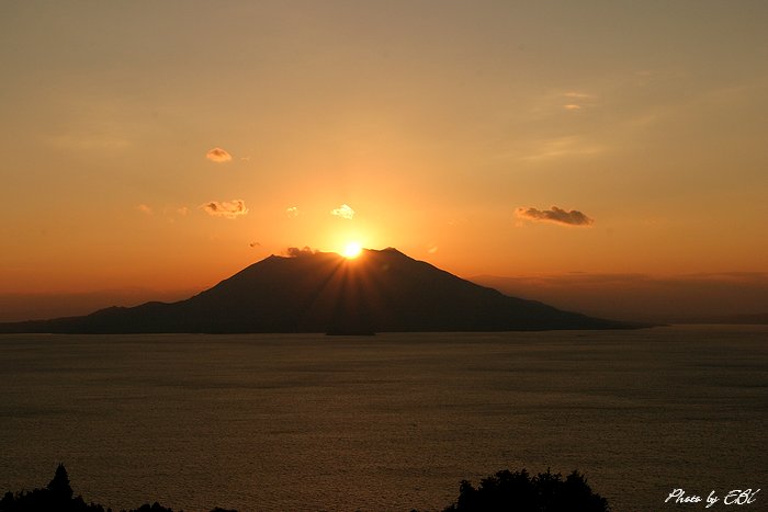 桜島に沈む夕陽
